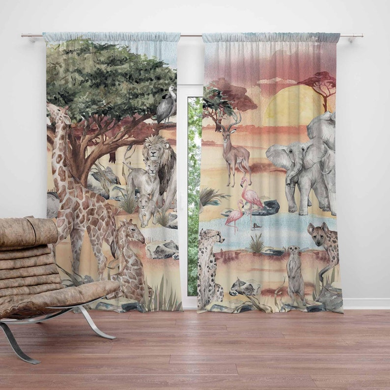 Baby Nursery Youtube - Safari Animals Curtain Kids Bedroom Nursery
