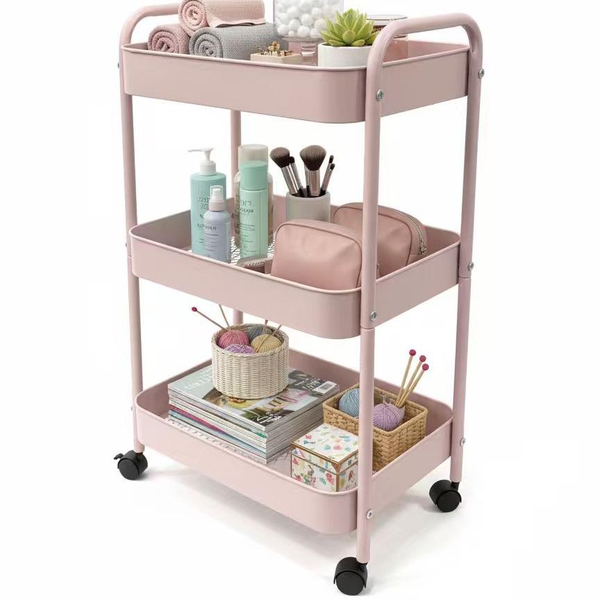 Baby Nursery Utility Cart - 3-Tier Rolling Storage Cart Utility Trolley