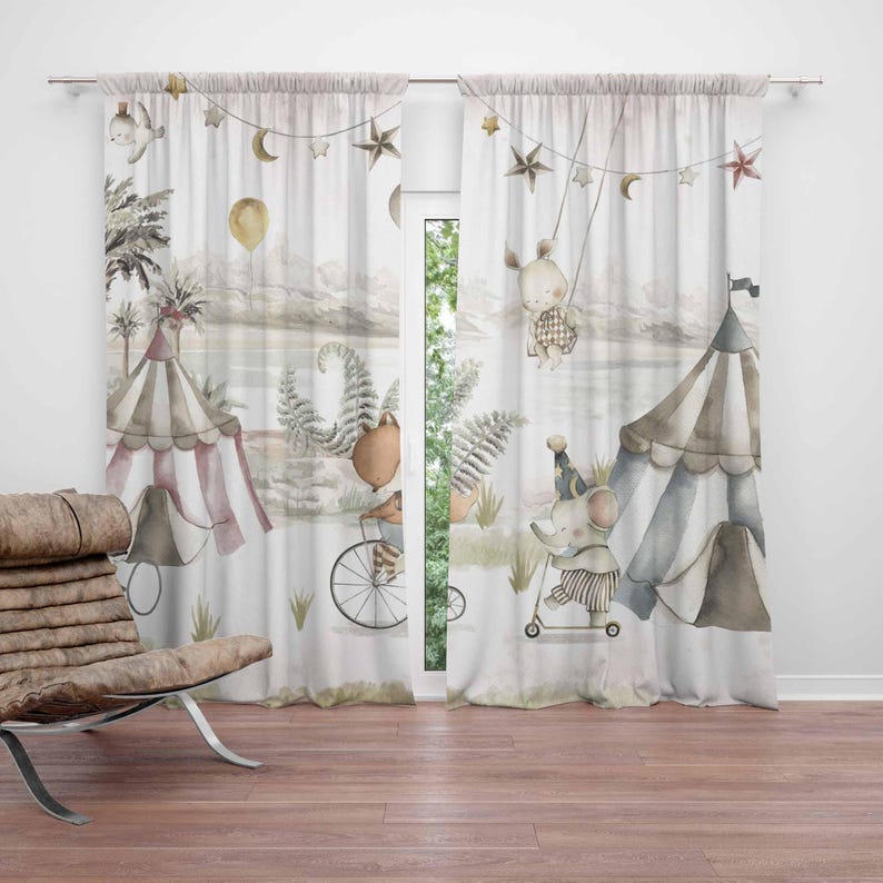 Baby Nursery Youtube - Circus Animals Curtains Kids Bedroom Curtains