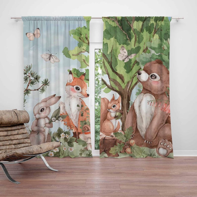 Baby Nursery Youtube - Forest Animals Curtains Kids Bedroom Curtains