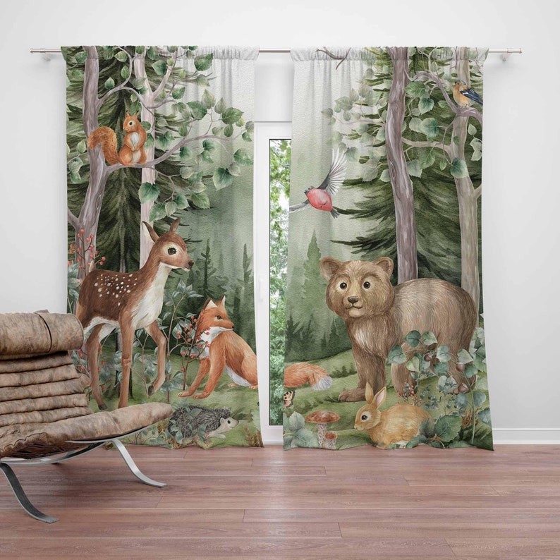 Baby Nursery Youtube - Woodland Animals Curtains Kids Nursery Black