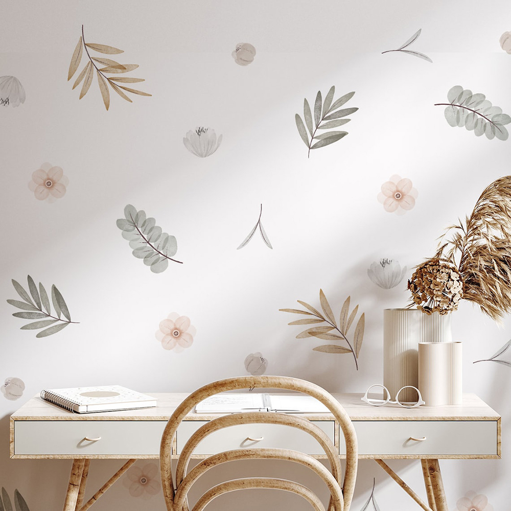 Baby Nursery Decor Ideas - Boho Leaves Botanical DIY Wall Decals