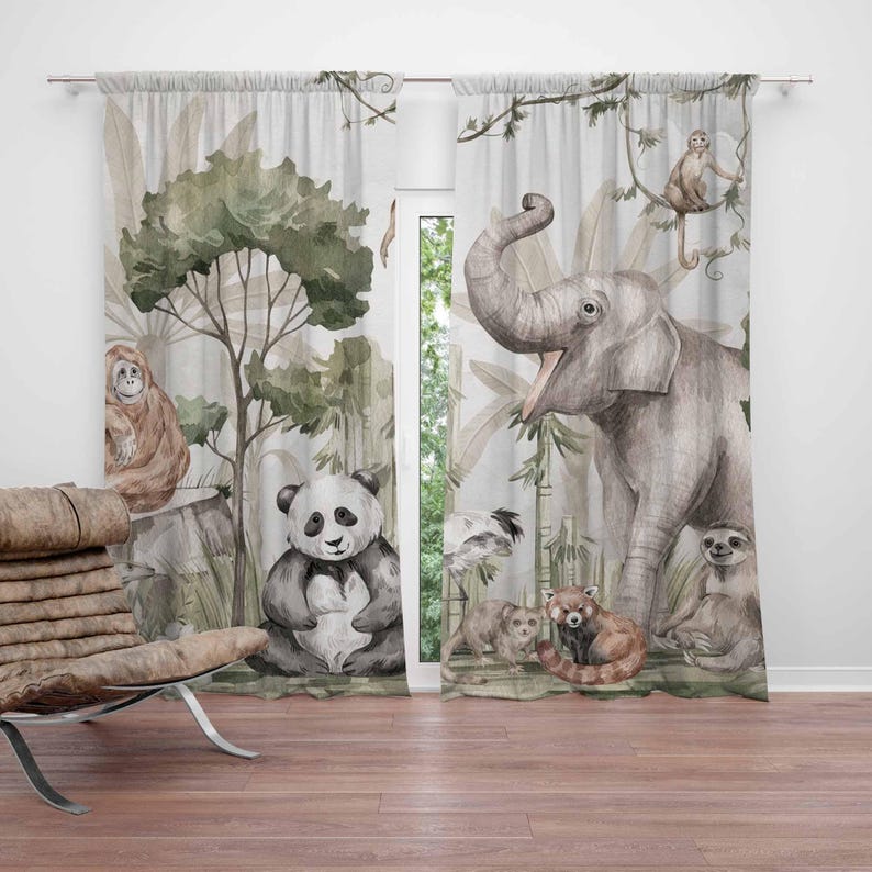Baby Nursery Youtube - Safari Animals Curtains Kids Bedroom Curtains