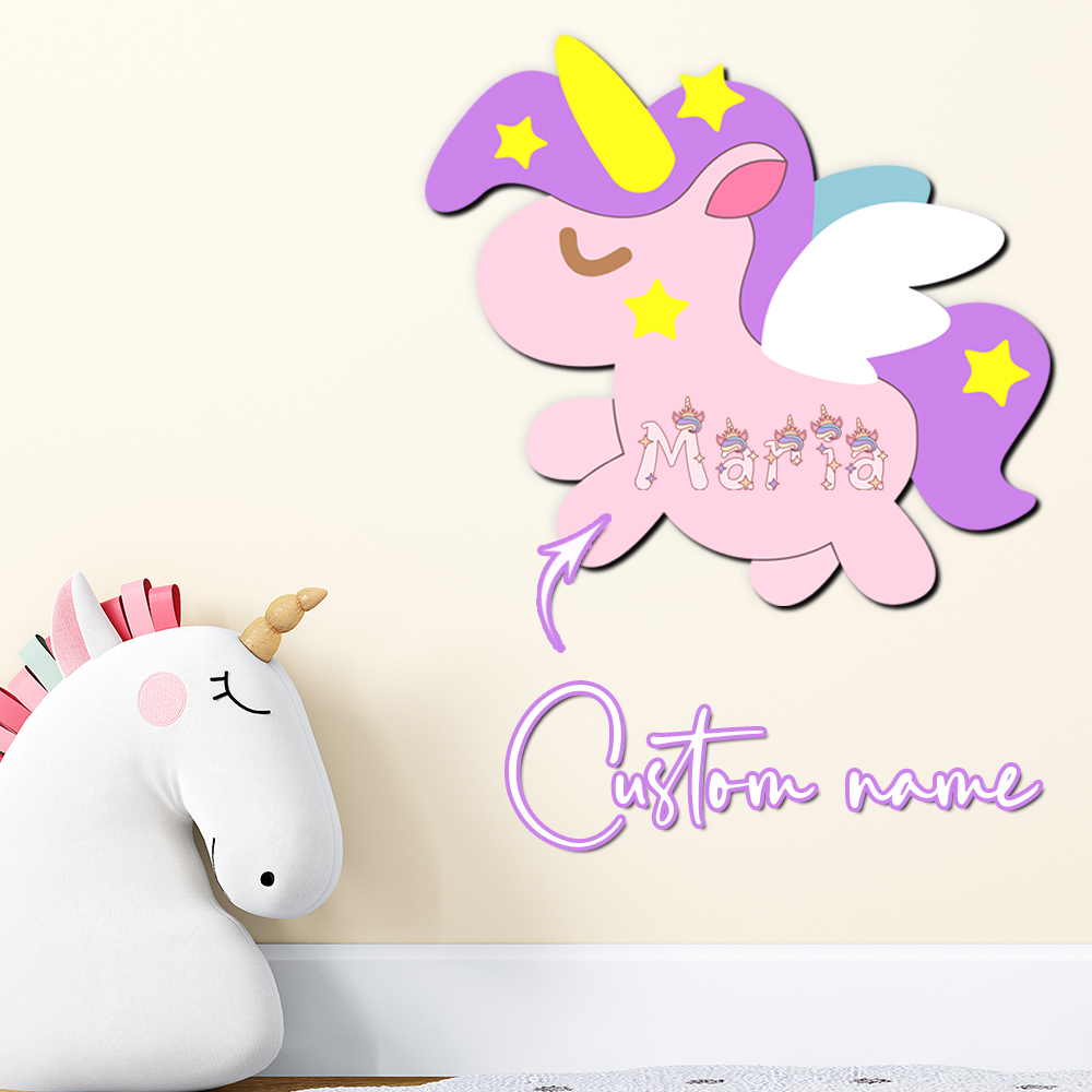 Custom Unicorn Wooden Name Sig - Baby Nursery Name Sign recension och pris