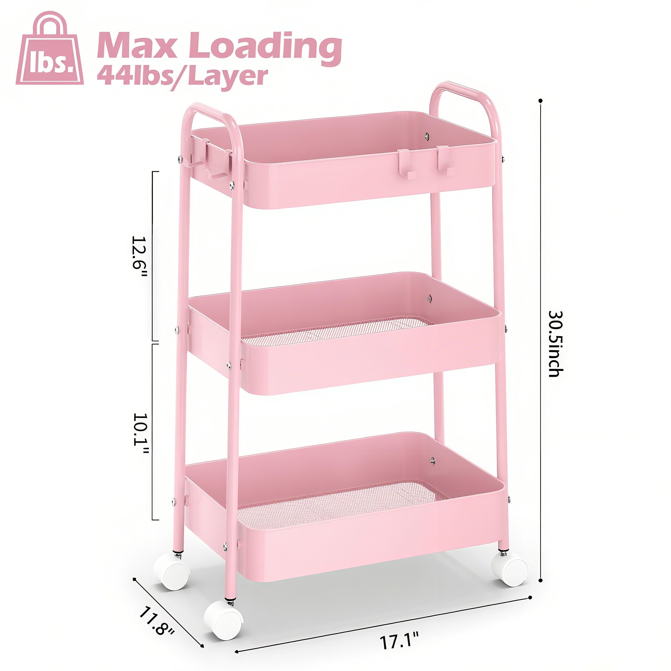 3 Tier Metal Rolling Cart With - Baby Nursery Basket recension och pris