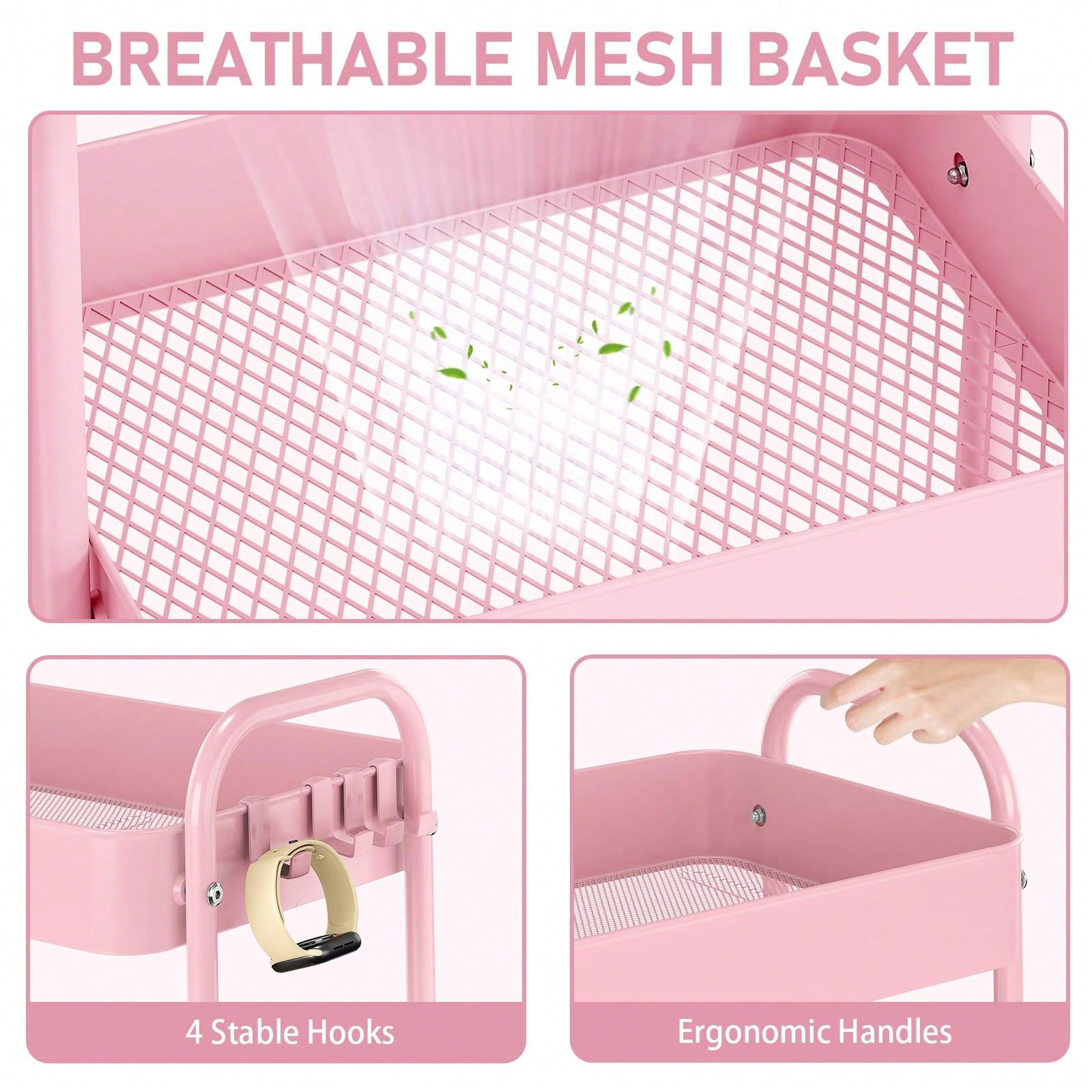 3 Tier Metal Rolling Cart With - Baby Nursery Basket recension och pris