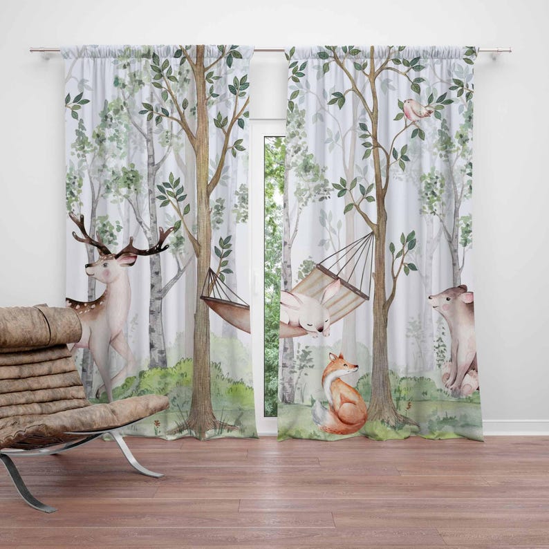 Woodland Animals Curtains Kids - Baby Nursery Youtube recension och pris