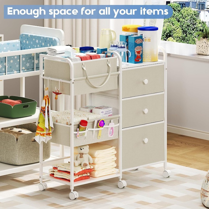 Large Capacity Baby Diaper Org - Baby Nursery Utility Cart recension och pris
