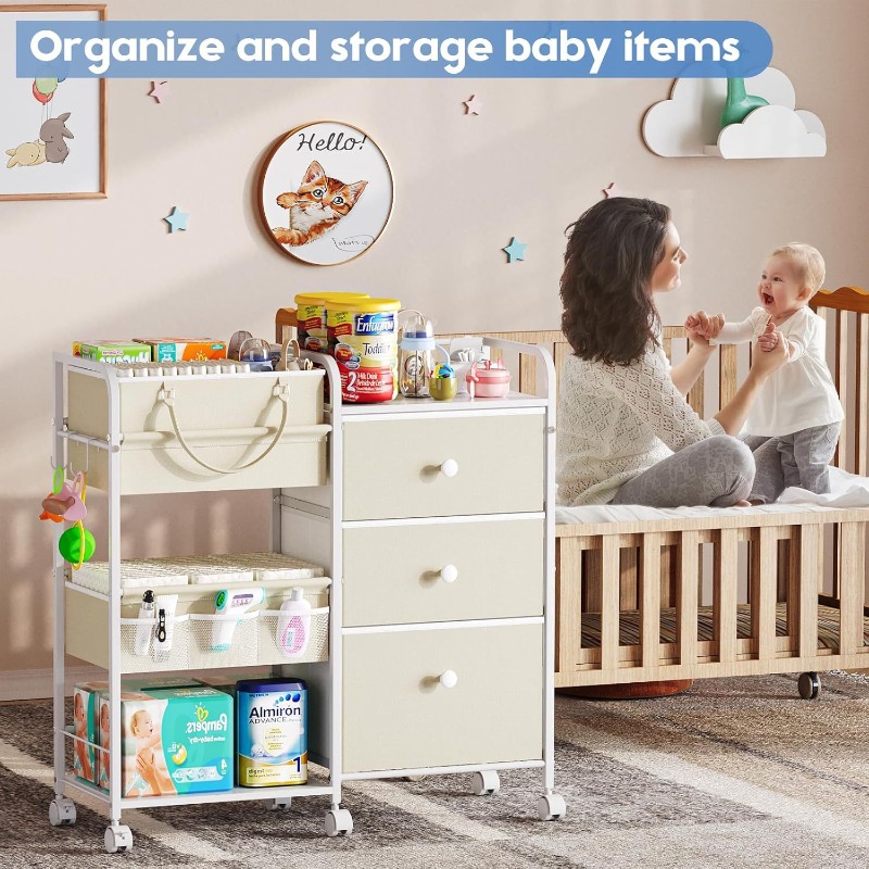 Large Capacity Baby Diaper Org - Baby Nursery Utility Cart recension och pris
