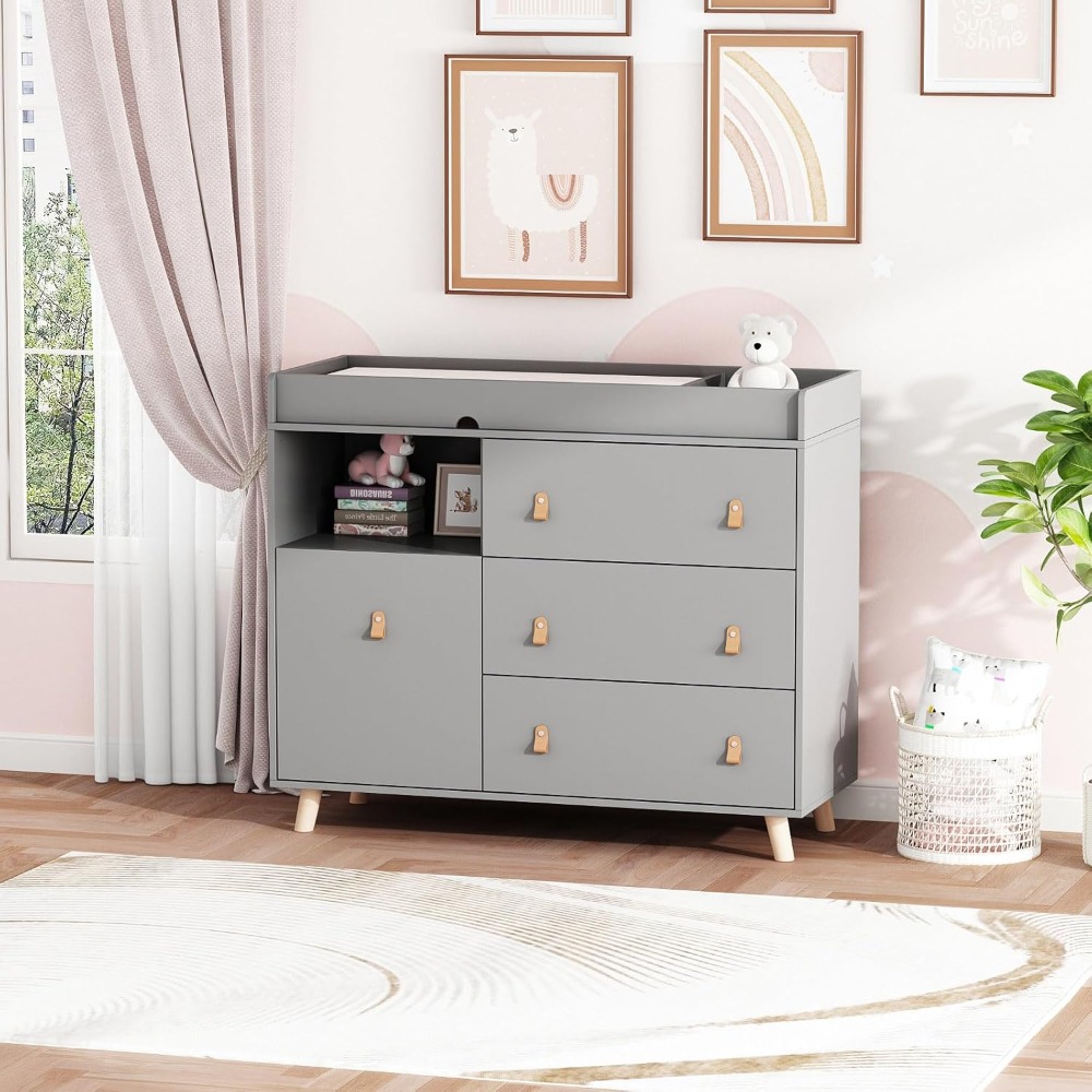 Baby Dresser Changing Table, T - Baby Nursery Laundry Basket recension och pris