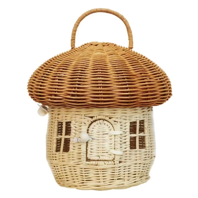 Handmade Rattan Tote Bag Woven - Baby Nursery Basket recension och pris