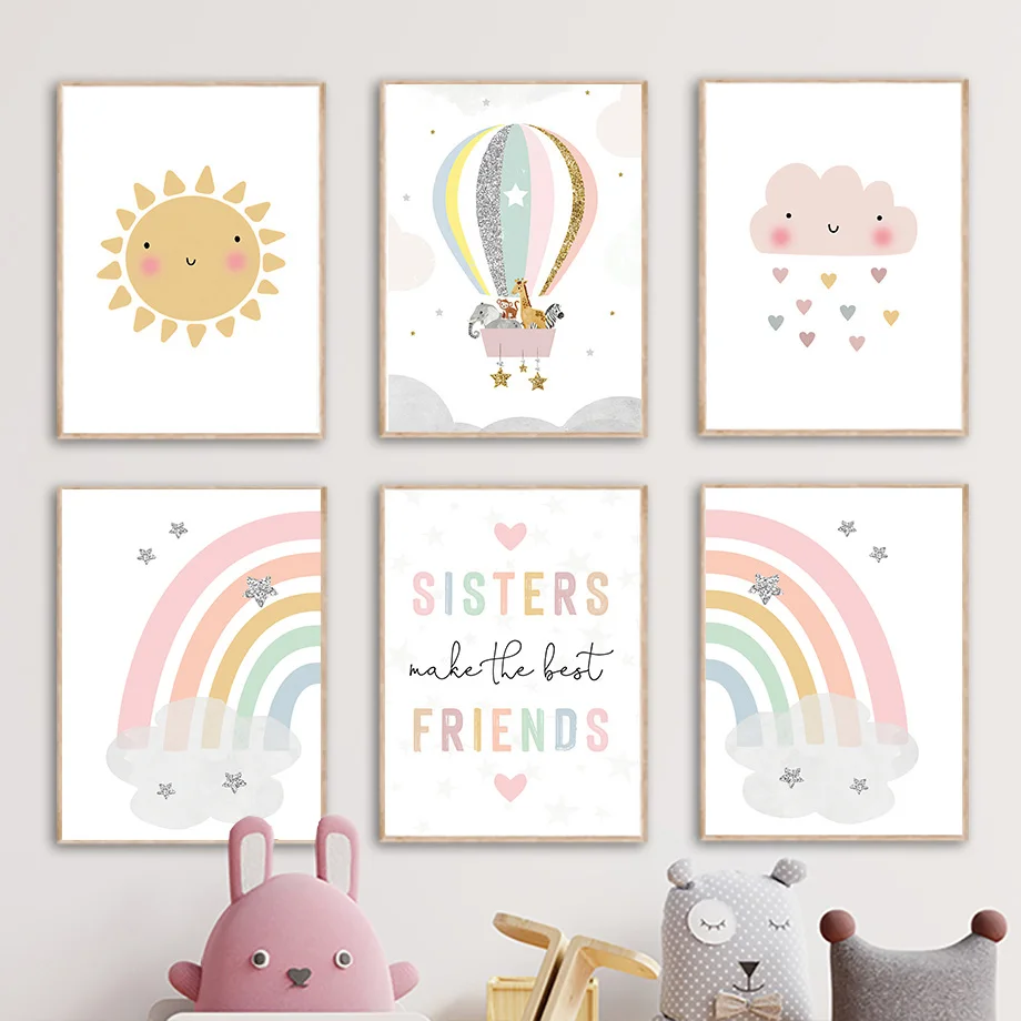 Giraffe Elephant Hot Balloon S - Baby Name Wall Art recension och pris