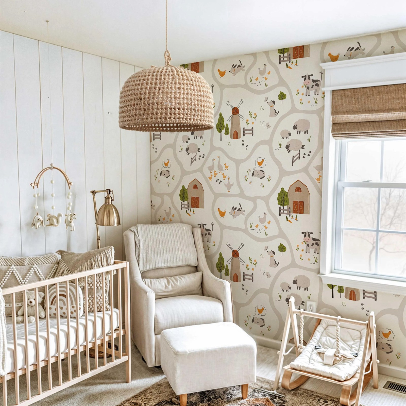 Cute Farm Animals Kids Wallpap - Baby Nursery Peel And Stick Wallpaper recension och pris