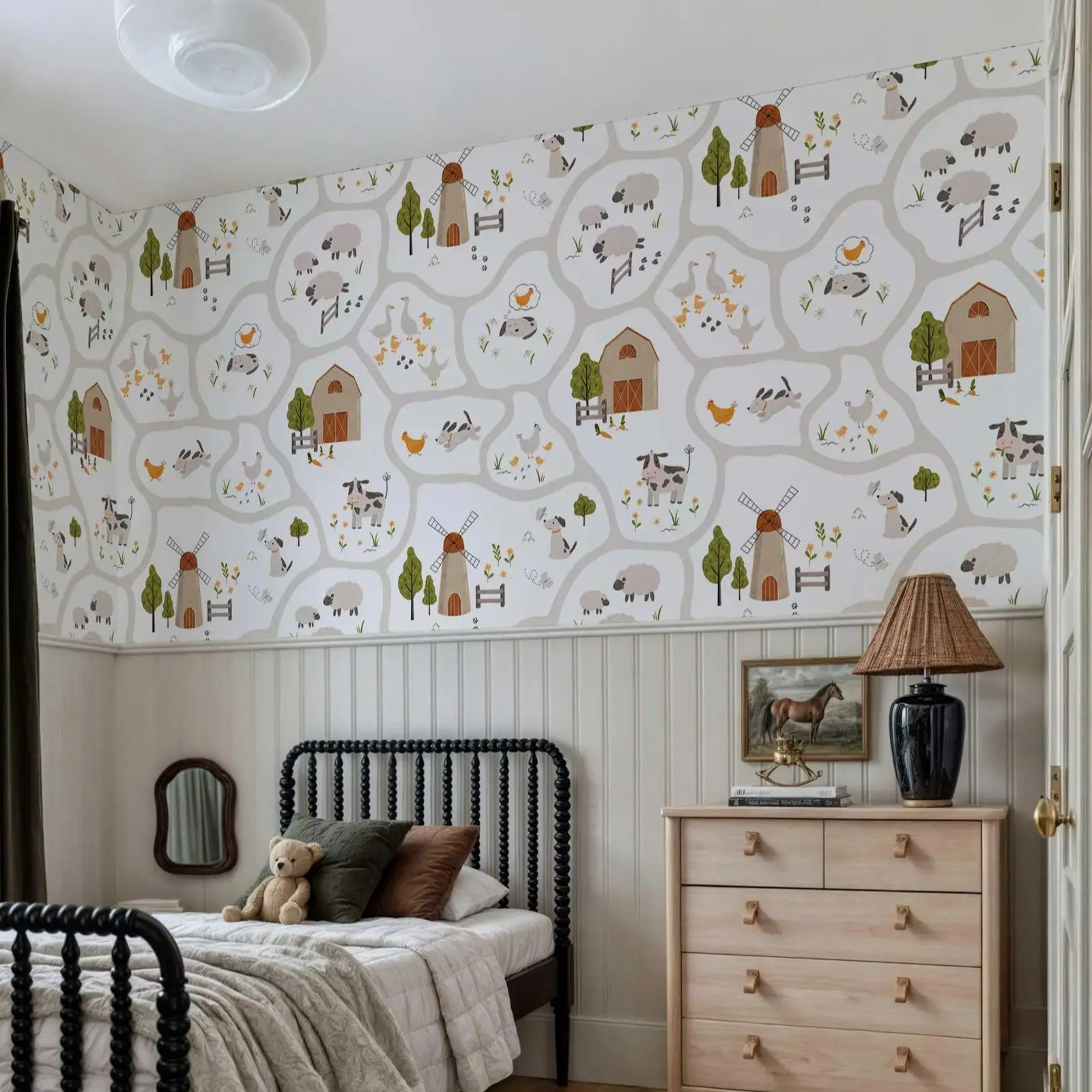 Cute Farm Animals Kids Wallpap - Baby Nursery Peel And Stick Wallpaper recension och pris