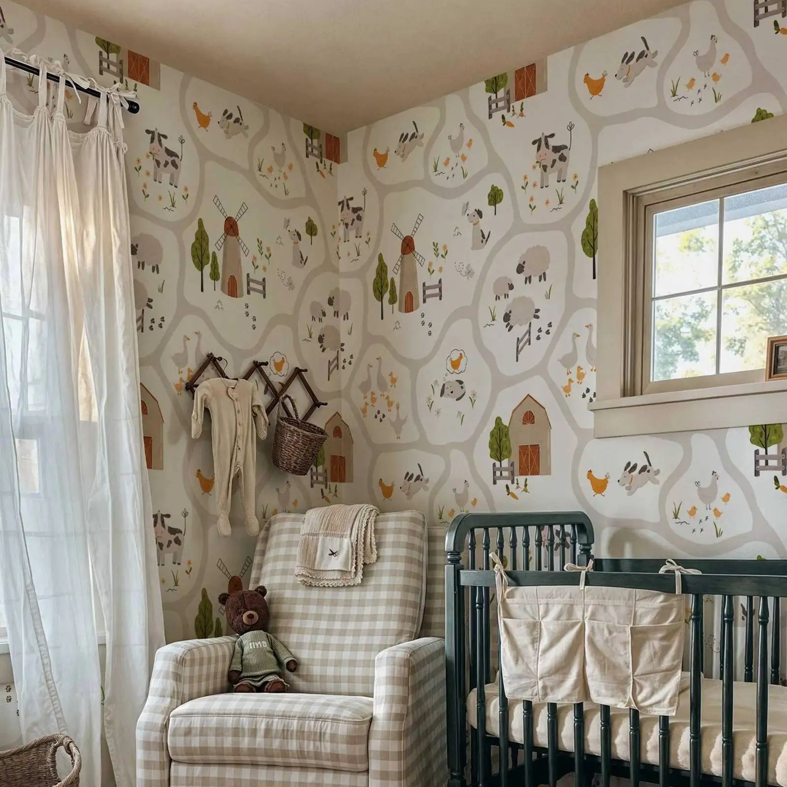 Cute Farm Animals Kids Wallpap - Baby Nursery Peel And Stick Wallpaper recension och pris