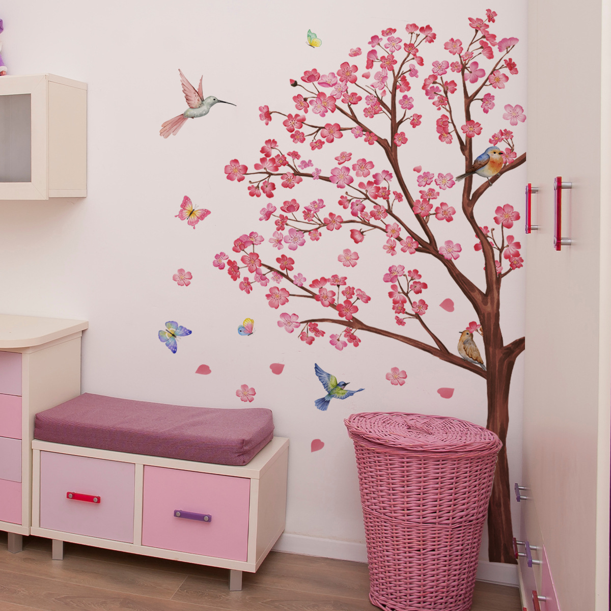 Watercolour Bird Flower Wall S - Baby Nursery Decor Ideas recension och pris