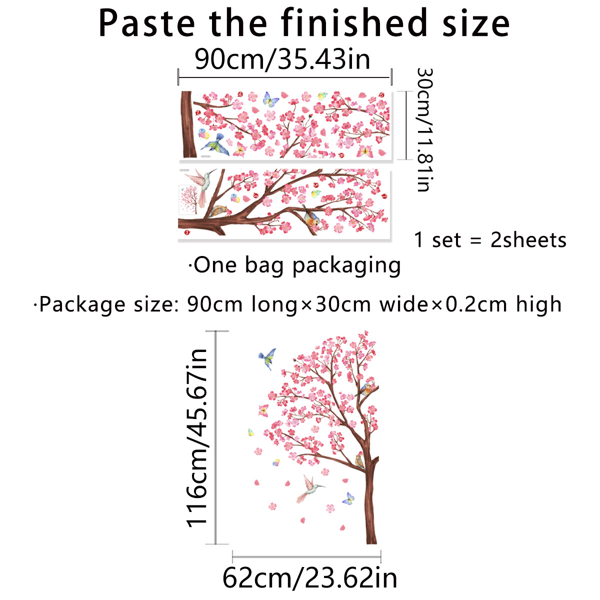 Watercolour Bird Flower Wall S - Baby Nursery Decor Ideas recension och pris