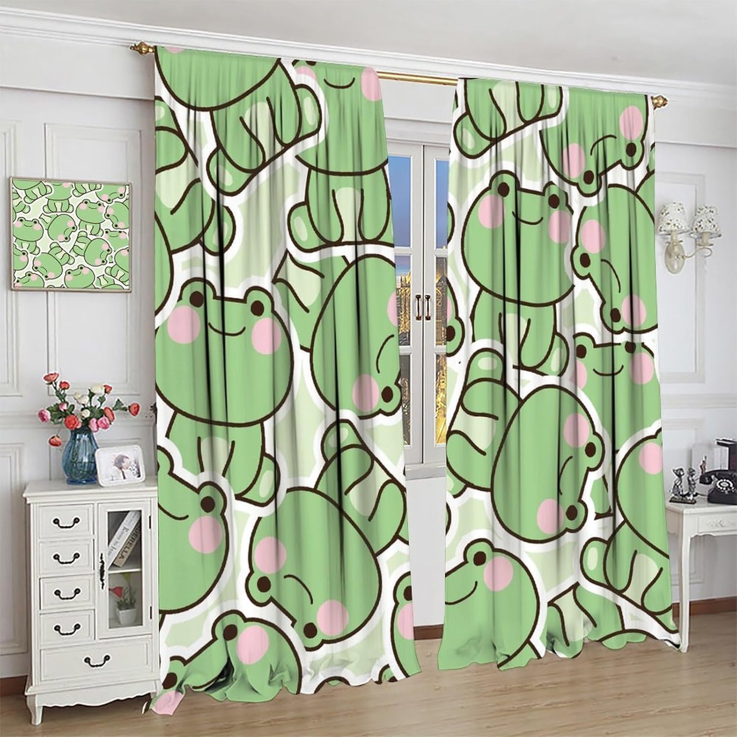 Cute Green Frog Pattern Curtai - Baby Nursery Youtube recension och pris
