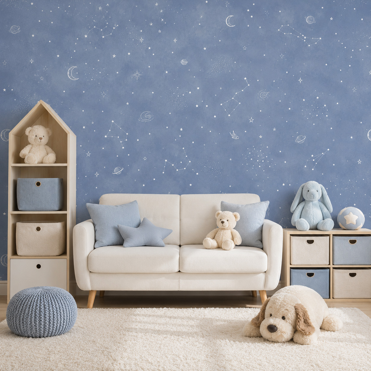 Blue Starry Sky Self Adhesive  - Baby Nursery Peel And Stick Wallpaper recension och pris