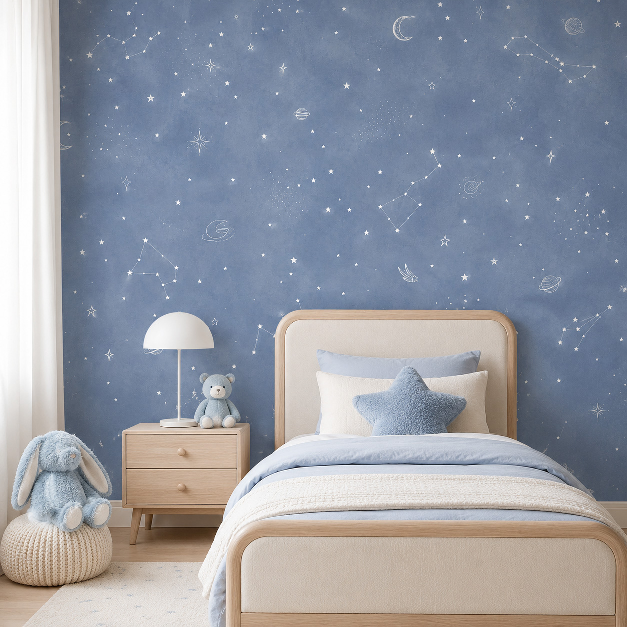 Blue Starry Sky Self Adhesive  - Baby Nursery Peel And Stick Wallpaper recension och pris