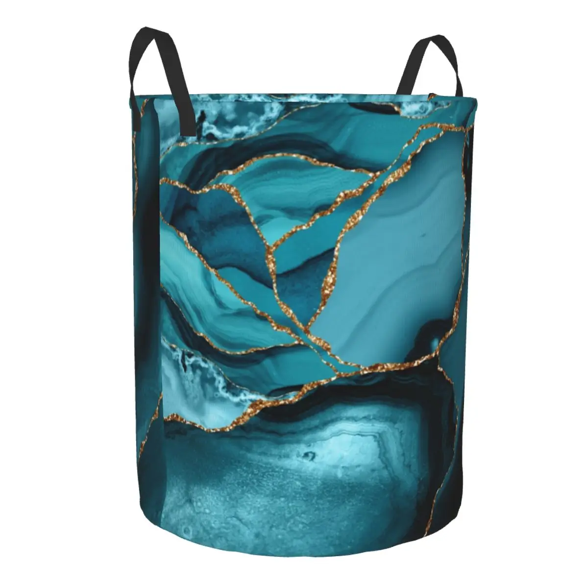 Custom Teal And Gold Marble La - Baby Nursery Laundry Hamper recension och pris