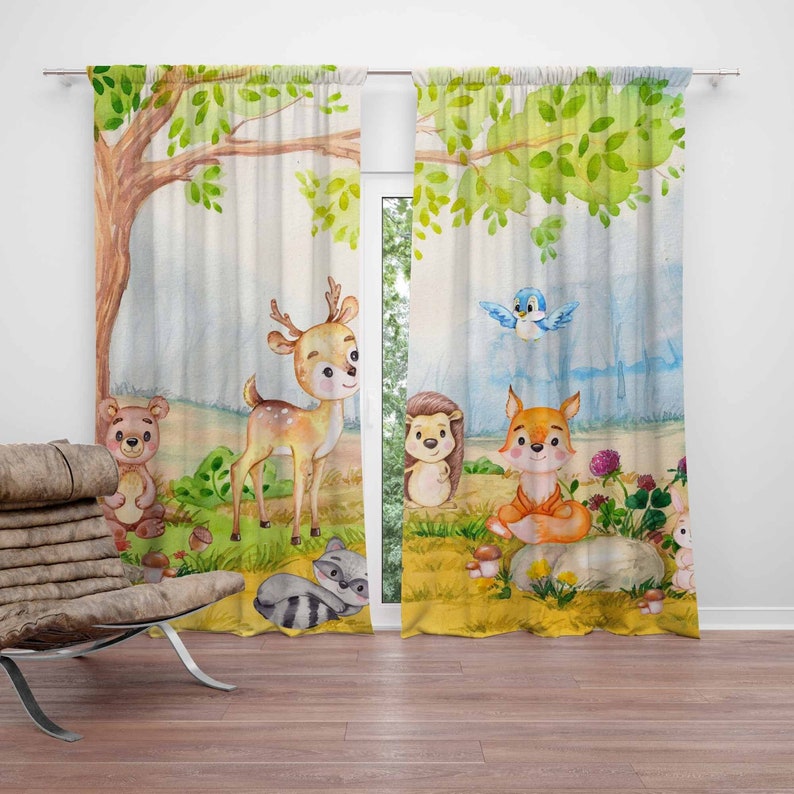 Woodland Animals Curtains Kids - Baby Nursery Youtube recension och pris