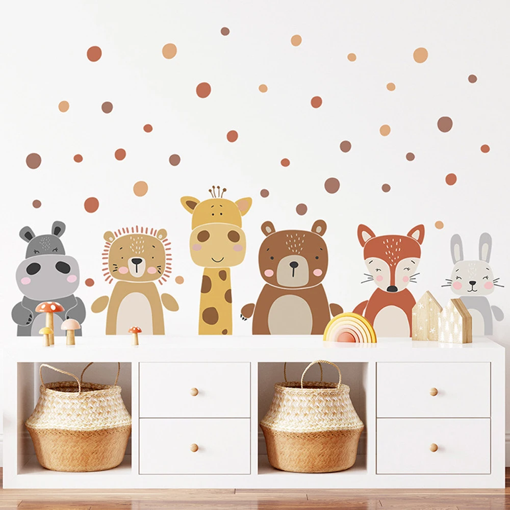 Boho Cute Giraffe Bear Animals - Baby Nursery Peel And Stick Wallpaper recension och pris