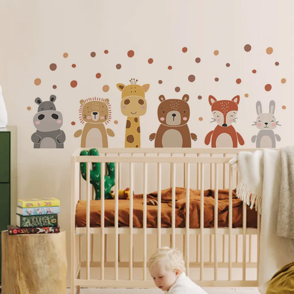 Boho Cute Giraffe Bear Animals - Baby Nursery Peel And Stick Wallpaper recension och pris
