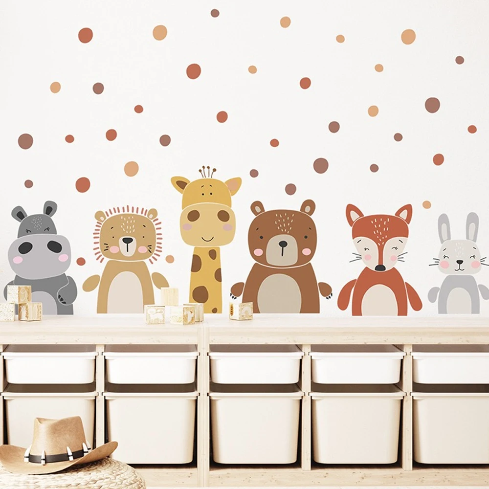 Boho Cute Giraffe Bear Animals - Baby Nursery Peel And Stick Wallpaper recension och pris