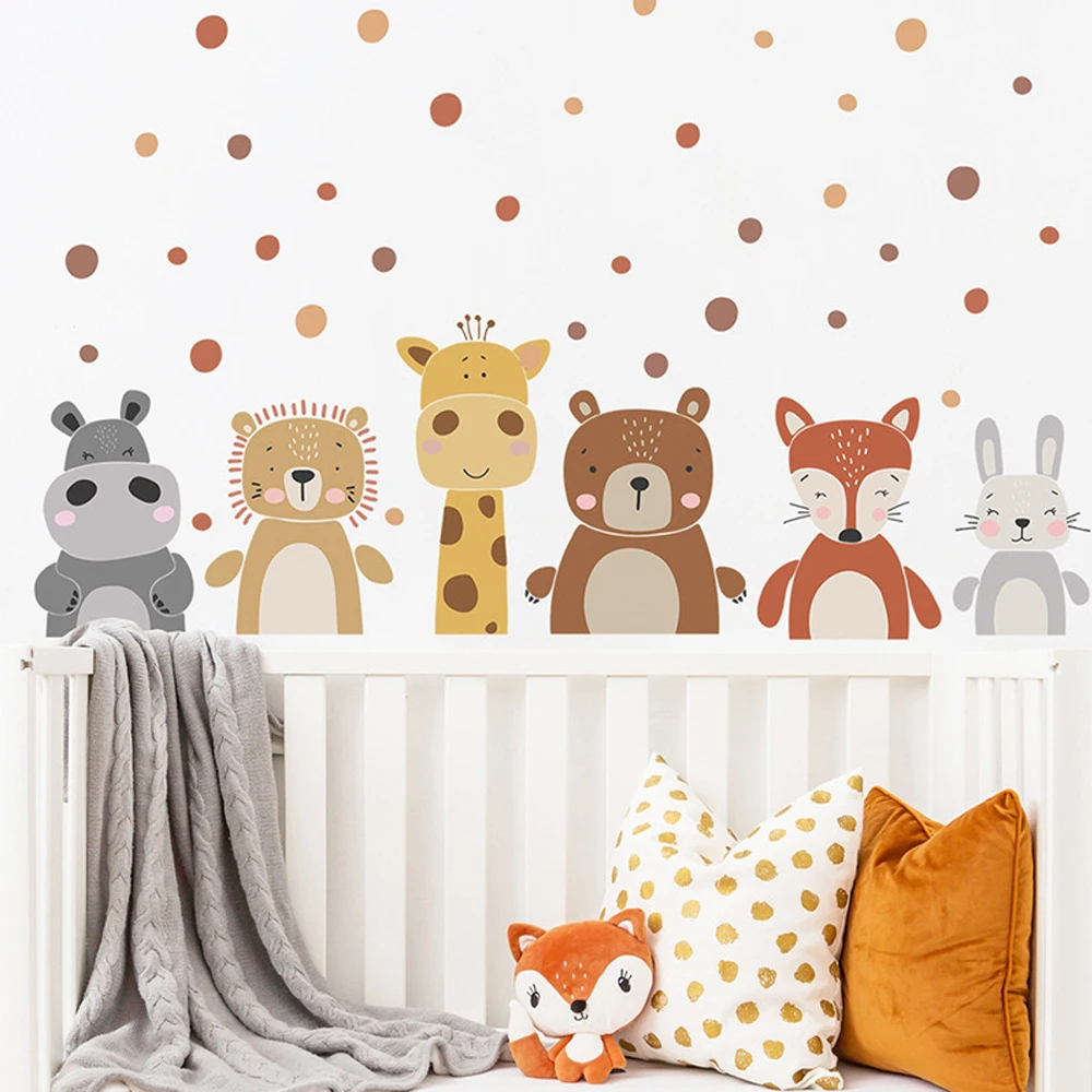 Boho Cute Giraffe Bear Animals - Baby Nursery Peel And Stick Wallpaper recension och pris
