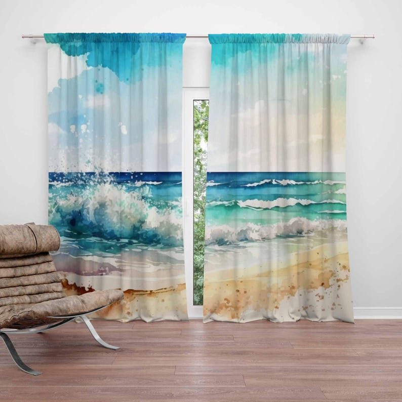 Sea Wave Curtains Ocean Nature - Baby Nursery Youtube recension och pris