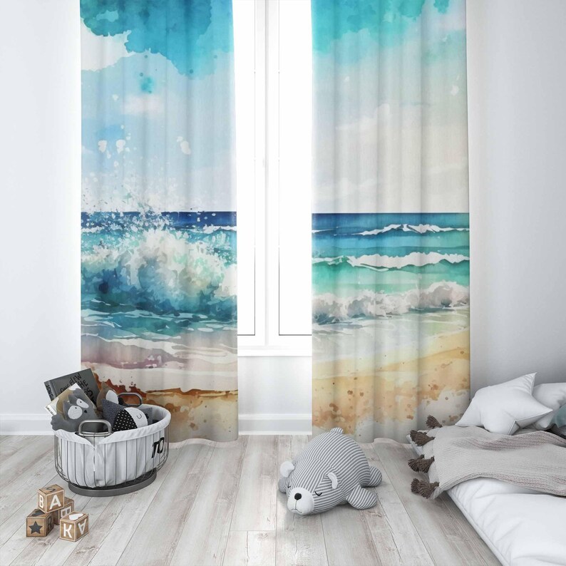Sea Wave Curtains Ocean Nature - Baby Nursery Youtube recension och pris