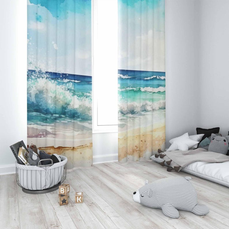 Sea Wave Curtains Ocean Nature - Baby Nursery Youtube recension och pris