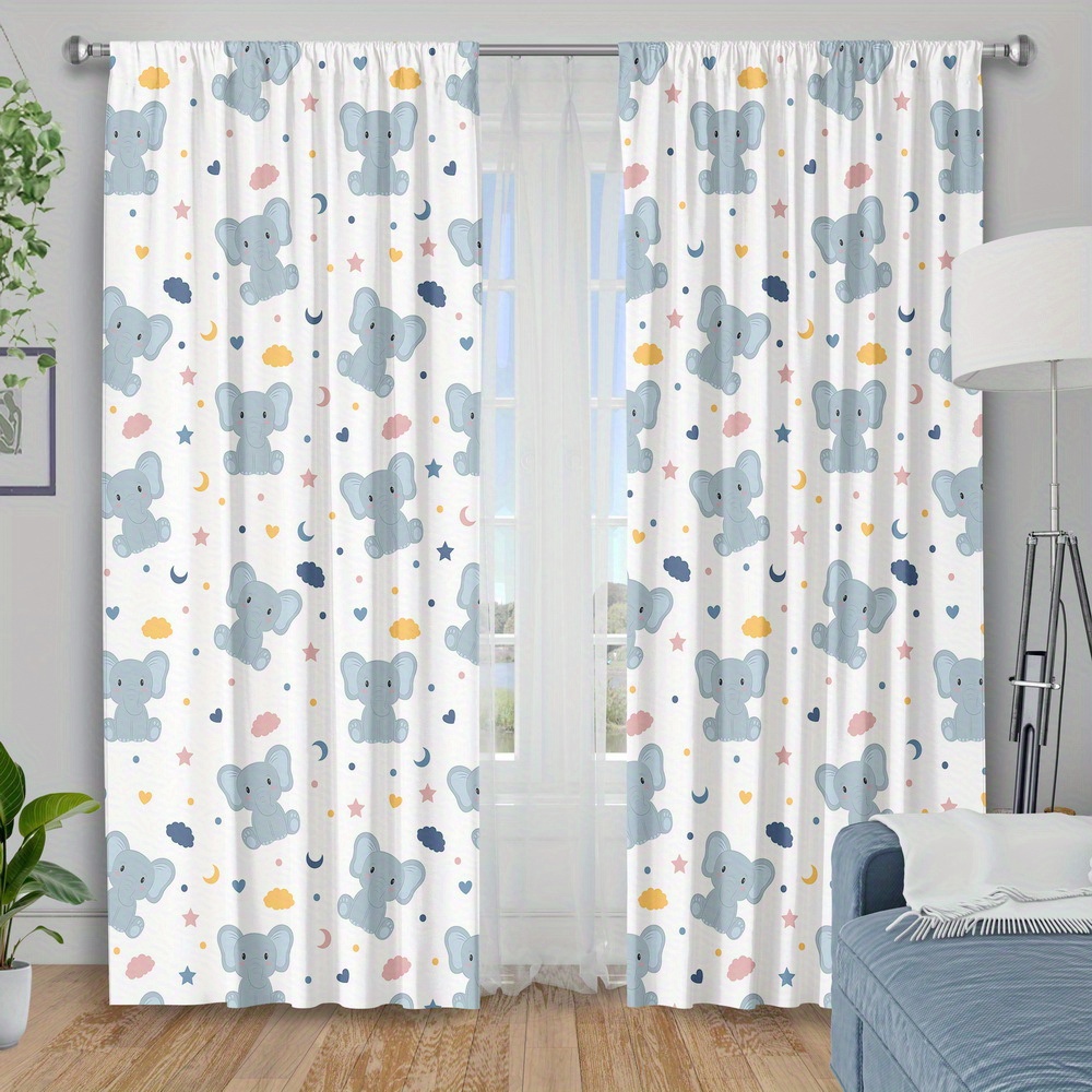 Cute Baby Elephant Print Curta - Baby Nursery Youtube recension och pris