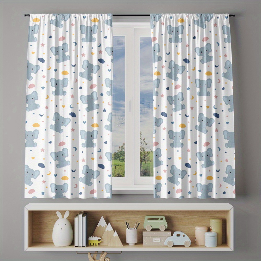 Cute Baby Elephant Print Curta - Baby Nursery Youtube recension och pris