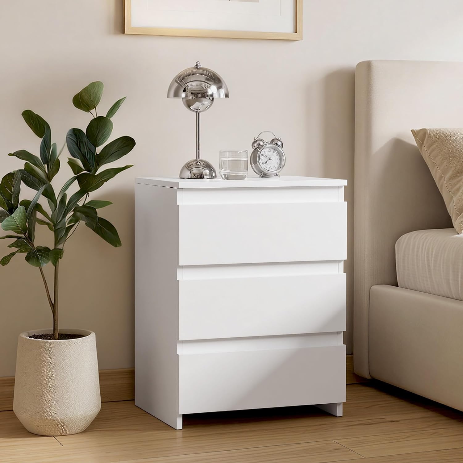 Small Nightstand with 3 Drawer - Drawer Dresser White recension och pris
