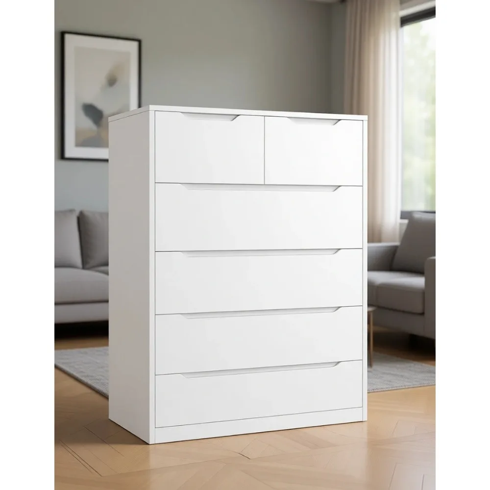 White Dresser with 6 Wood Draw - Drawer Dresser White recension och pris