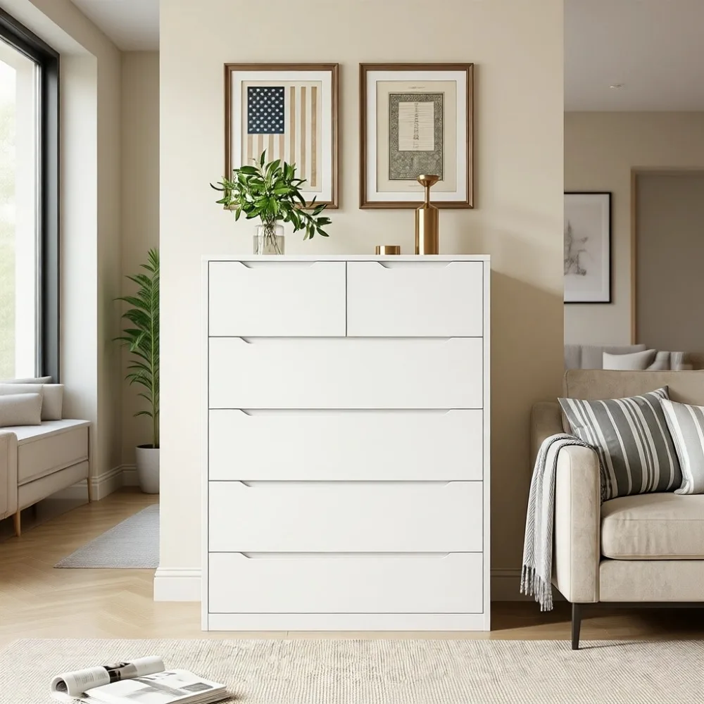 White Dresser with 6 Wood Draw - Drawer Dresser White recension och pris