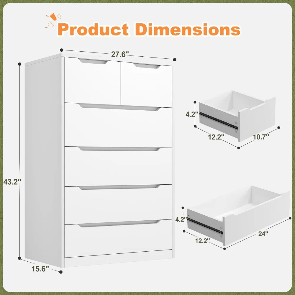 White Dresser with 6 Wood Draw - Drawer Dresser White recension och pris