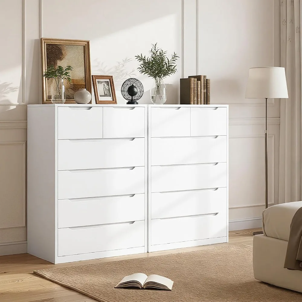 White Dresser with 6 Wood Draw - Drawer Dresser White recension och pris