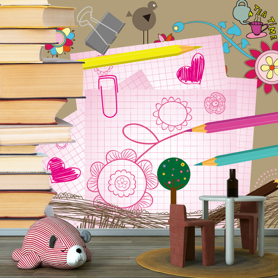 Cartoon Books Drawing Easy to  - Baby Nursery Peel And Stick Wallpaper recension och pris