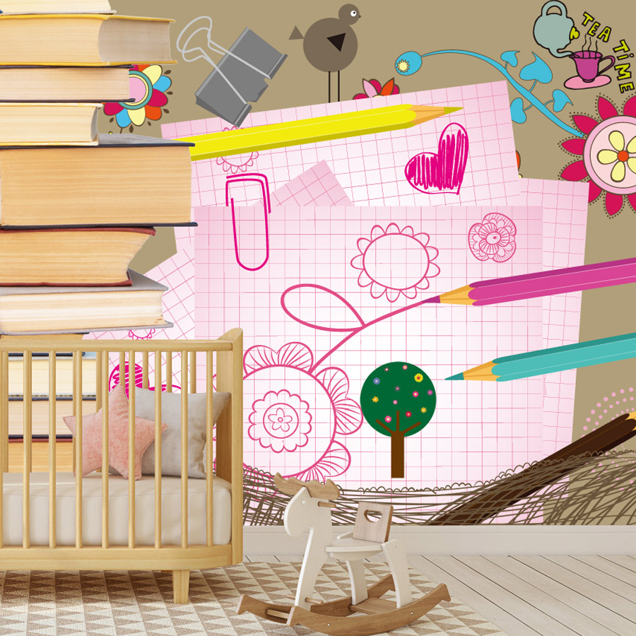 Cartoon Books Drawing Easy to  - Baby Nursery Peel And Stick Wallpaper recension och pris