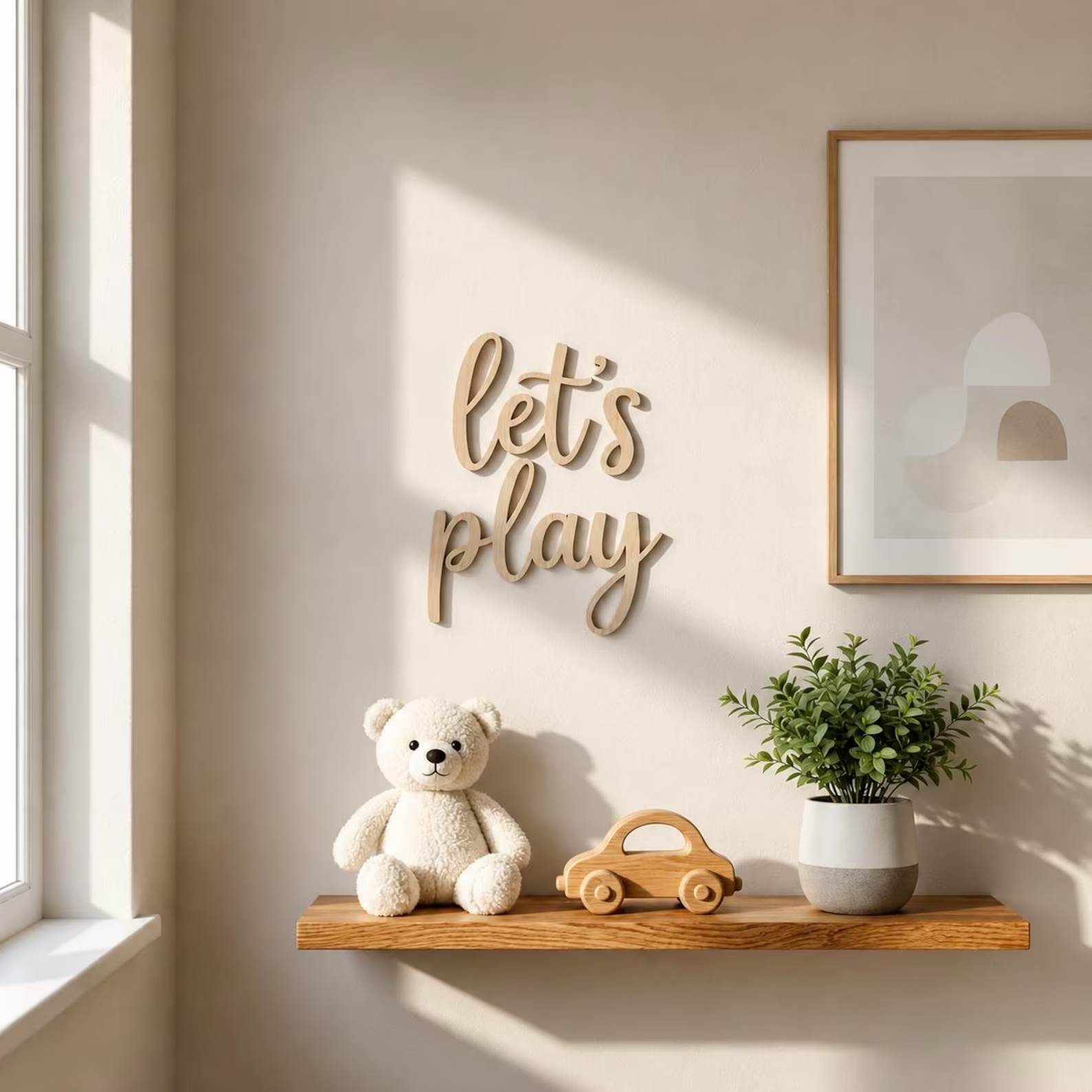 Let's Play Wooden Wall Sign, P - Baby Nursery Wall Art recension och pris