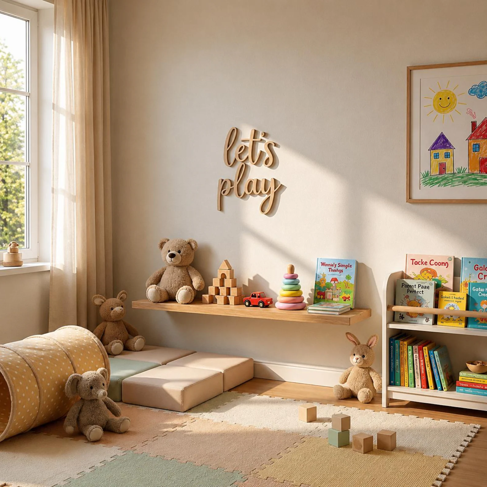 Let's Play Wooden Wall Sign, P - Baby Nursery Wall Art recension och pris