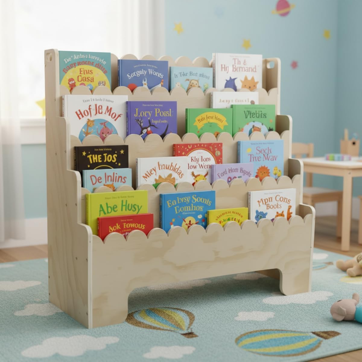 Kids Bookshelf 4-Tier, Natural - Baby Nursery Shelves recension och pris