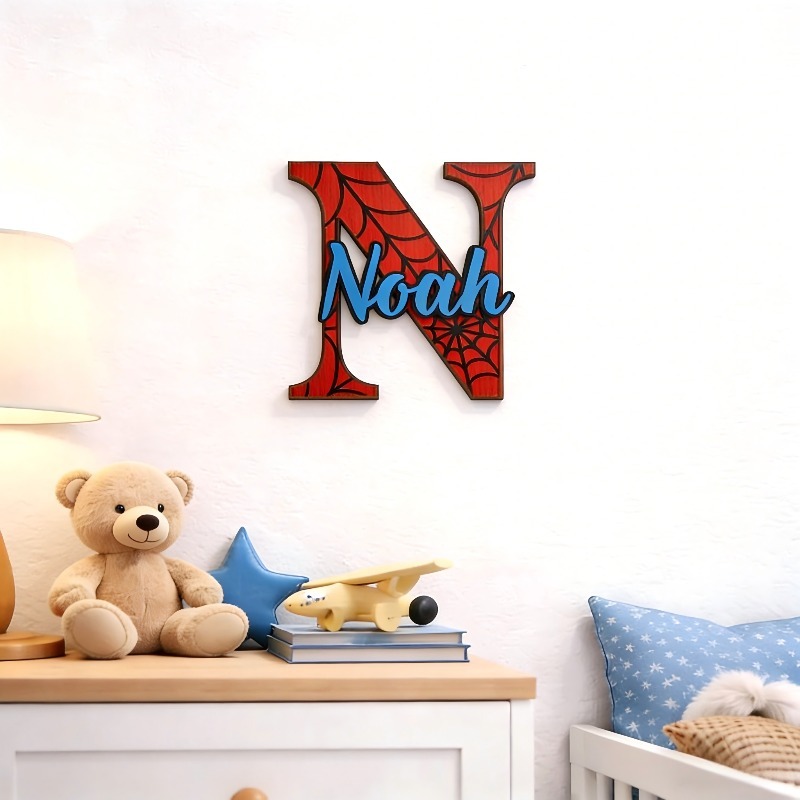 Personalized Spider‑Web Name H - Baby Nursery Name Sign recension och pris