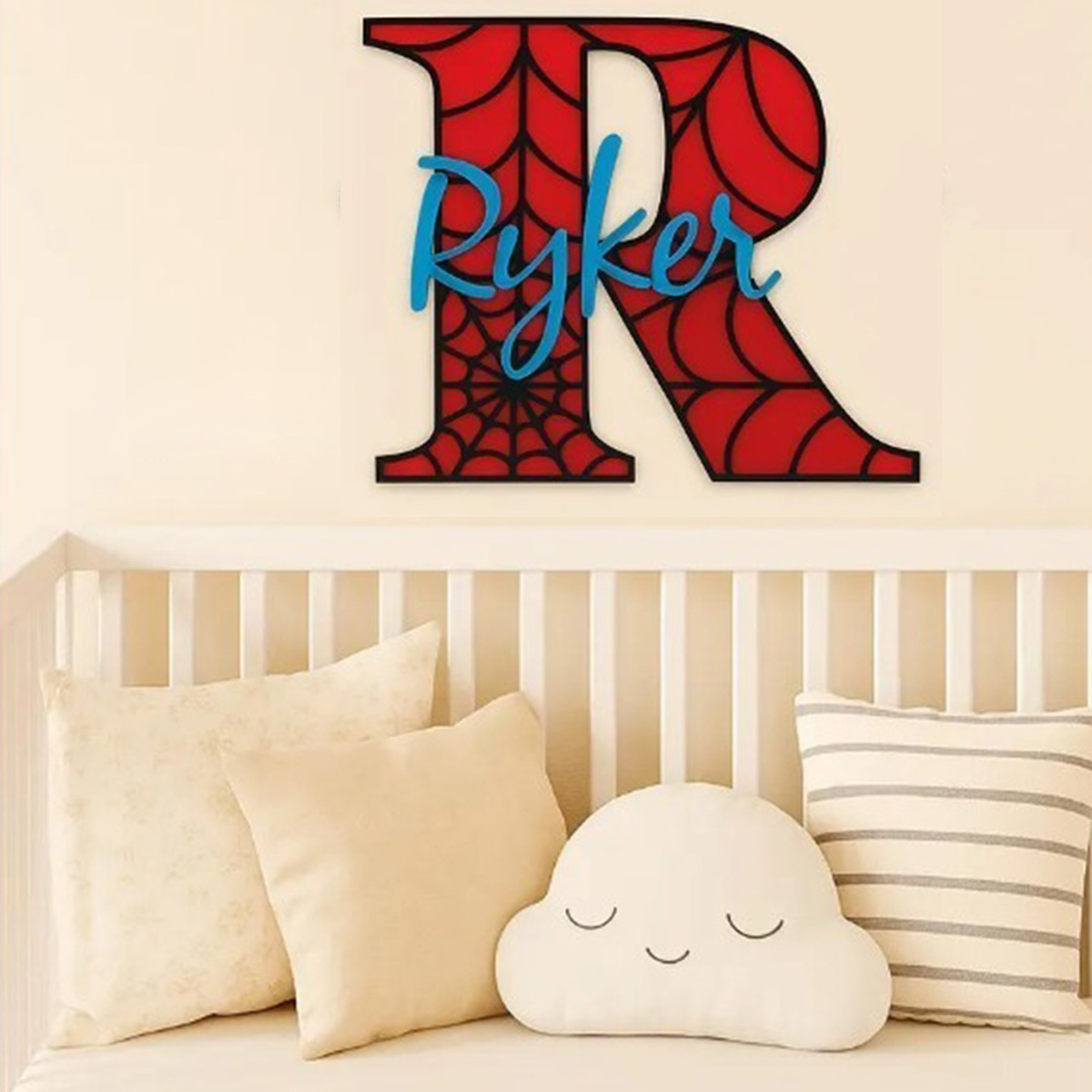 Personalized Spider‑Web Name H - Baby Nursery Name Sign recension och pris
