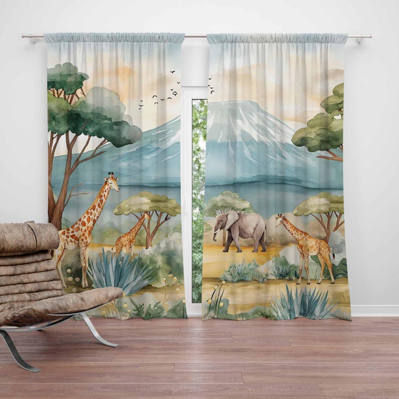 Safari Animals Kids Curtains B - Baby Nursery Youtube recension och pris