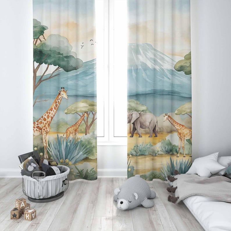 Safari Animals Kids Curtains B - Baby Nursery Youtube recension och pris