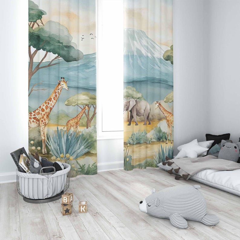 Safari Animals Kids Curtains B - Baby Nursery Youtube recension och pris